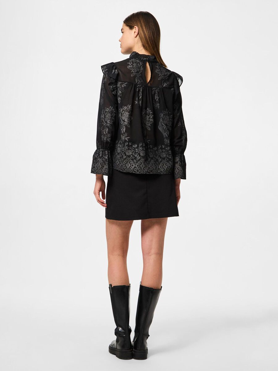Pieces PCNOLIA LONG SLEEVED BLOUSE, Black, highres - 17160436_Black_004.jpg