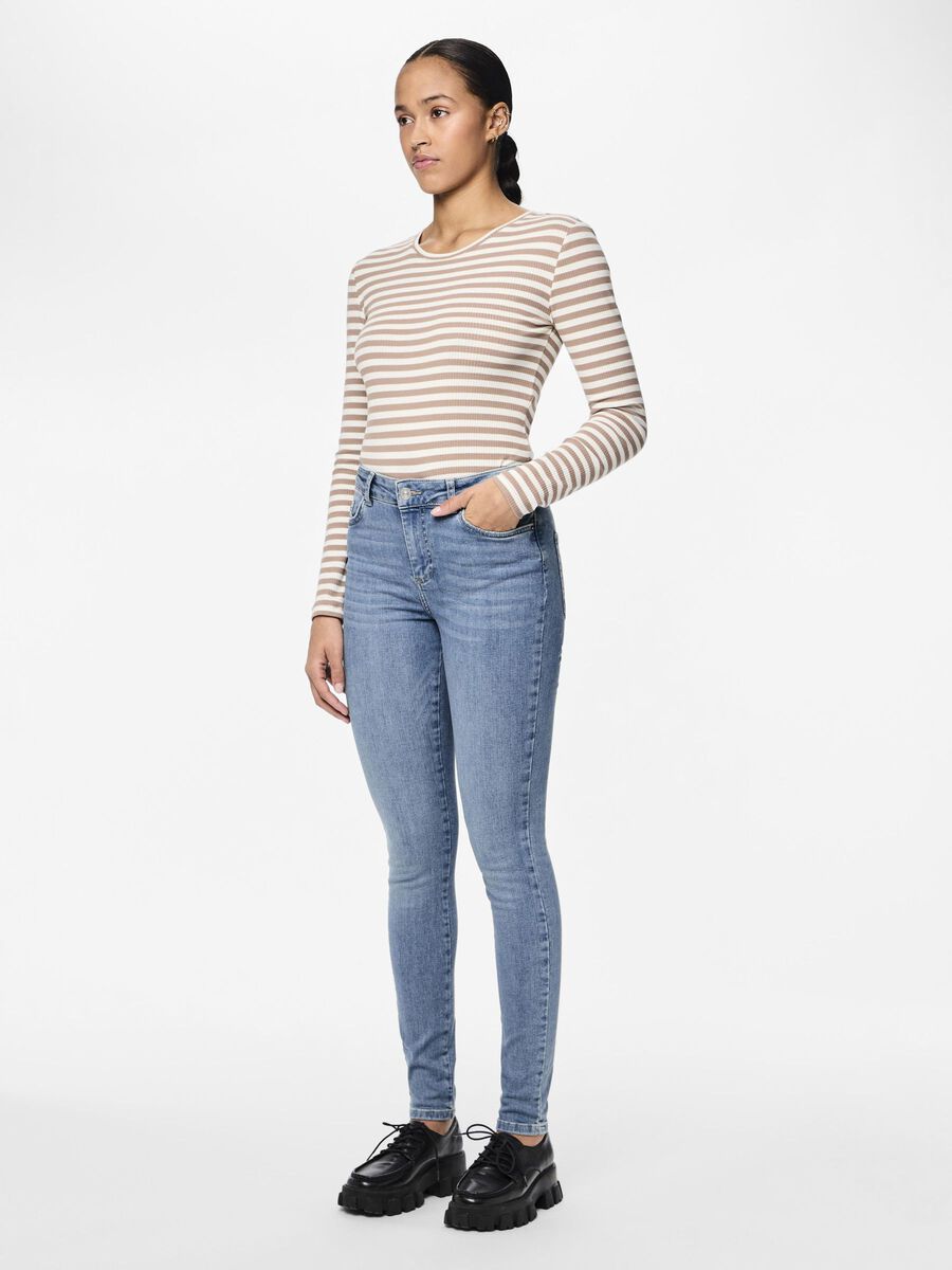 Pieces PCDELLY MW SKINNY FIT-JEANS, Light Blue Denim, highres - 17113470_LightBlueDenim_005.jpg