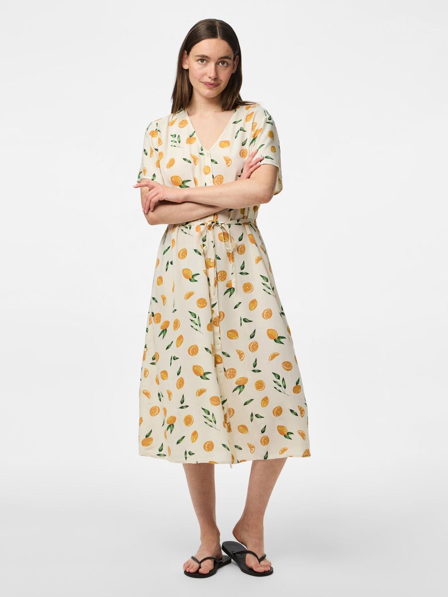 Pieces PCNYA V-NECK MIDI DRESS, Birch, highres - 17156465_Birch_1186693_003.jpg