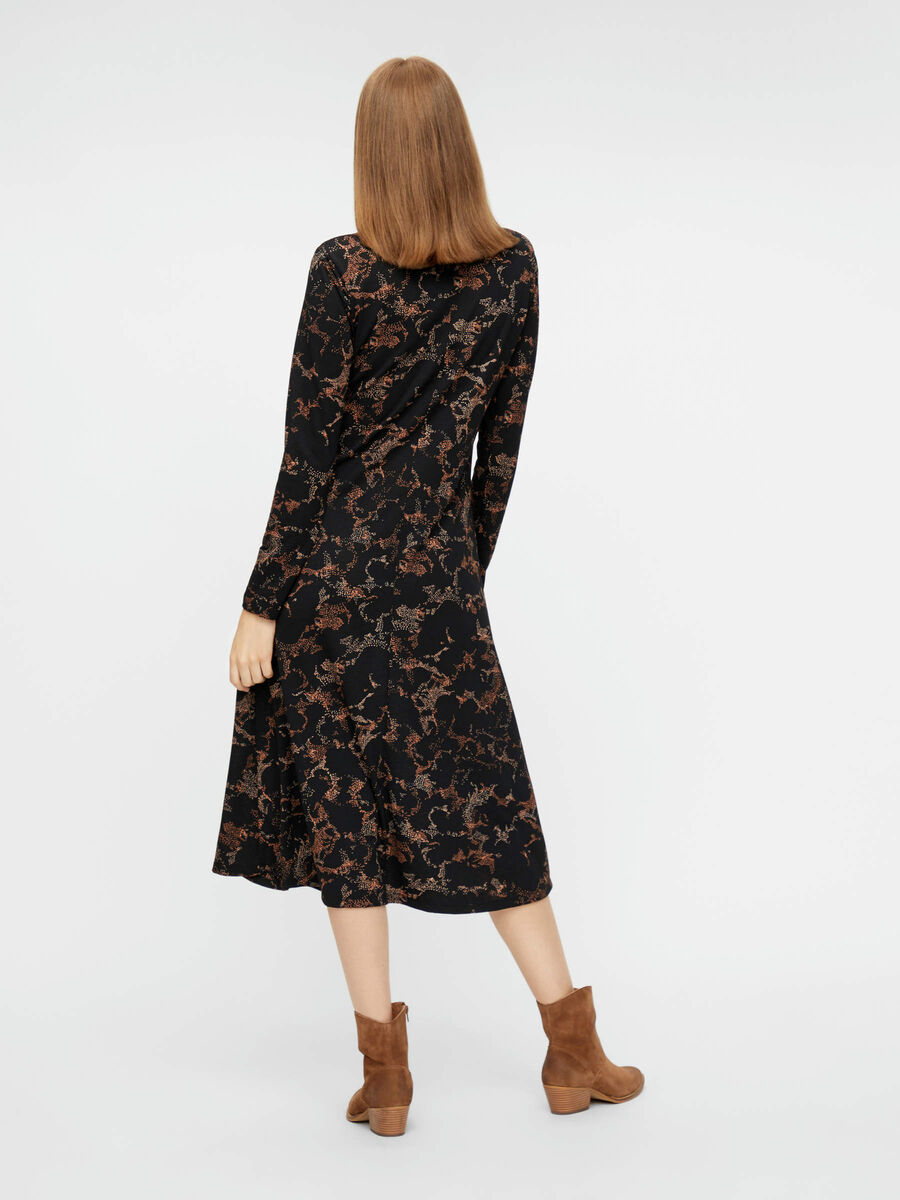 Pieces BEDRUKTE LONGSLEEVE MIDI JURK, Black, highres - 17106956_Black_802140_004.jpg