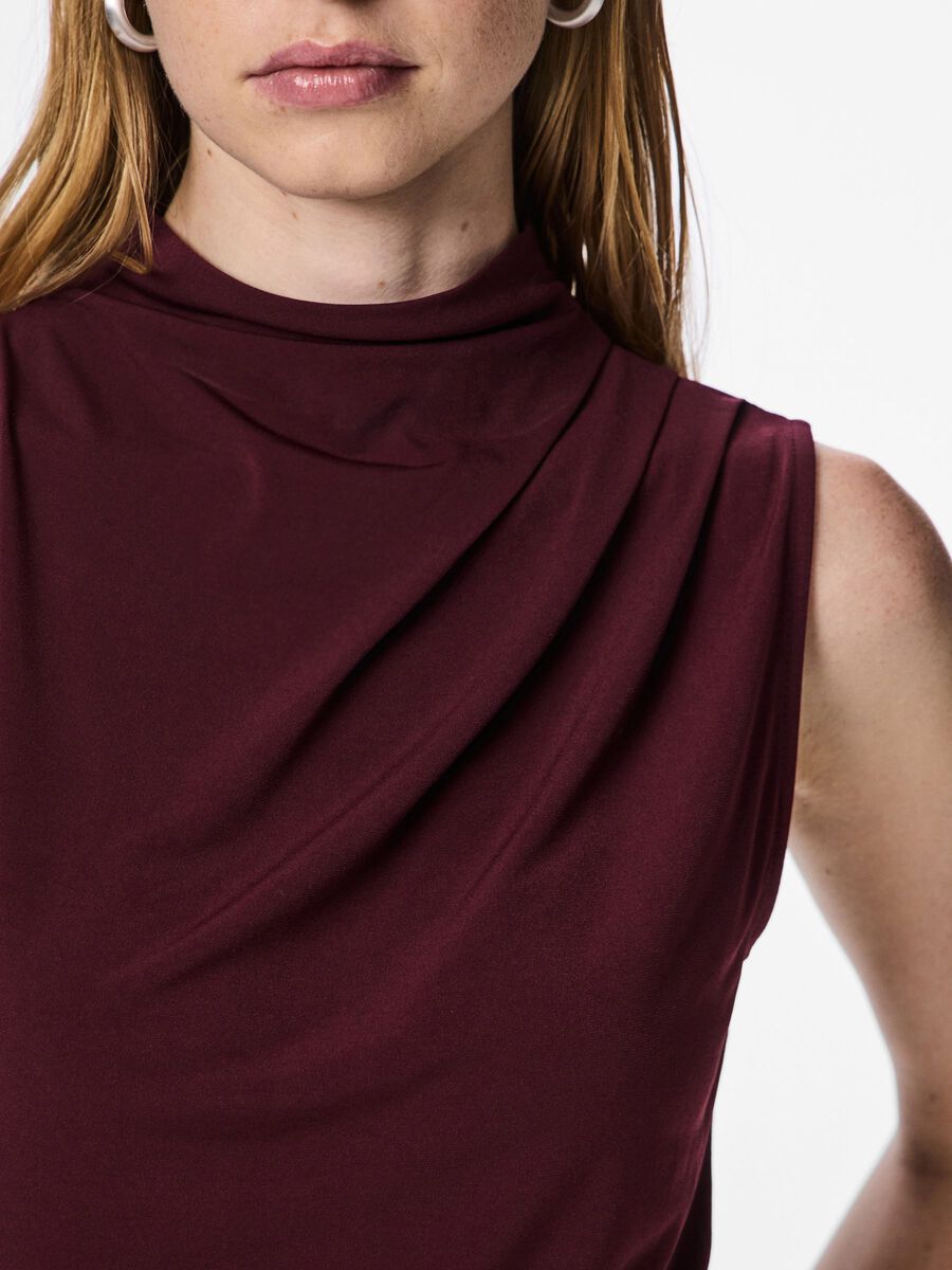 Carousel image - PCMADISON DRAPED  SLEEVELESS TOP, Winetasting | 4