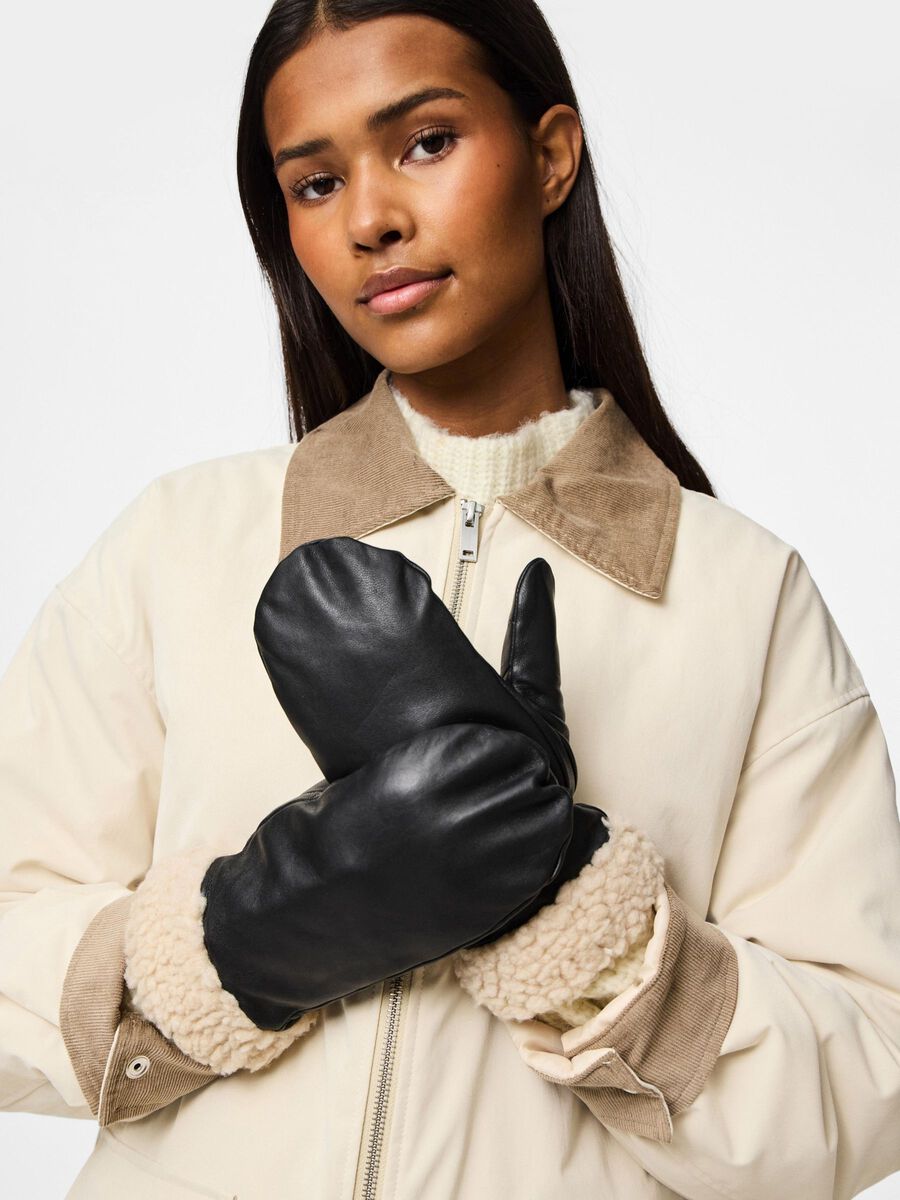 Pieces PCJAY LEATHER MITTENS, Black, highres - 17142511_Black_003.jpg