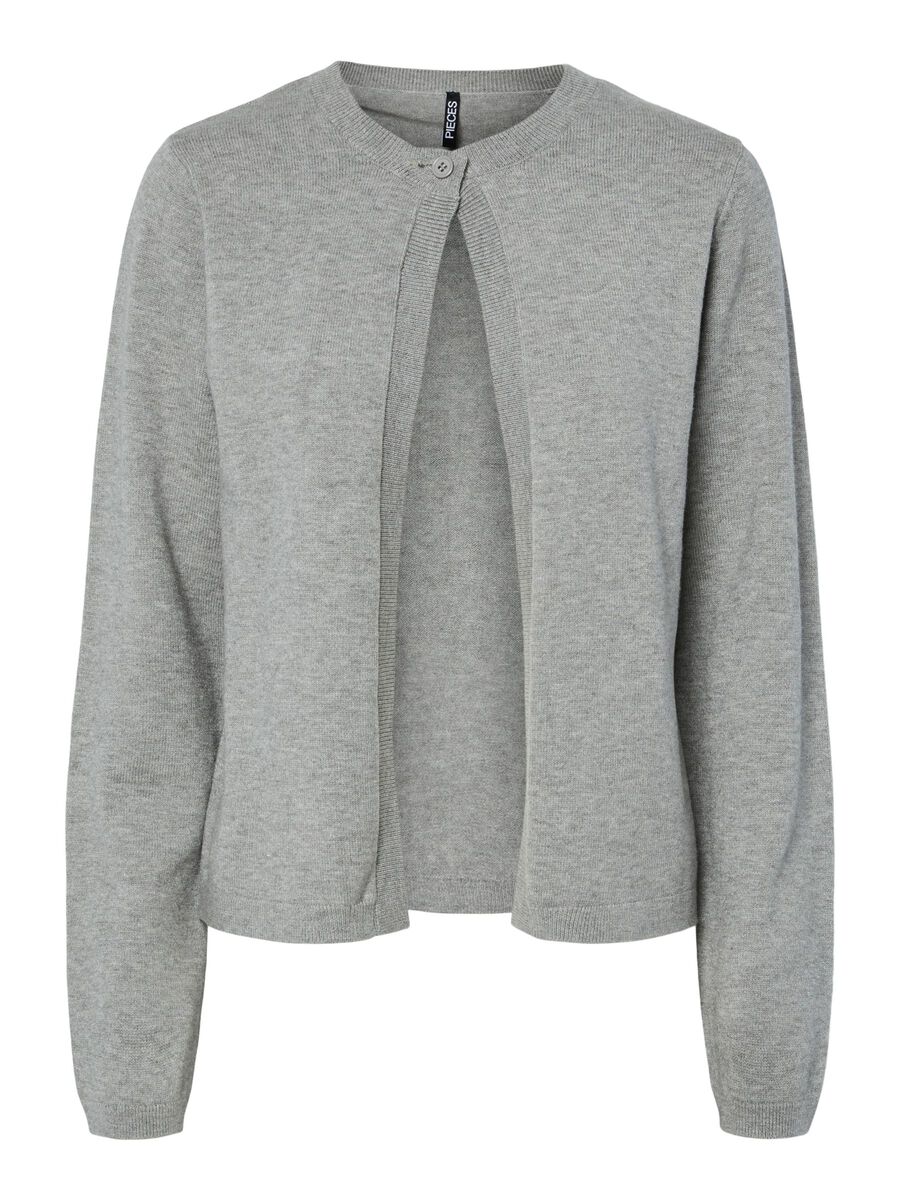Pieces PCDIMA ONE BUTTON KNITTED CARDIGAN, Medium Grey Melange, highres - 17159719_MediumGreyMelange_001.jpg