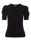 Pieces PUFF SLEEVED RIB TOP, Black, highres - 17110522_Black_001.jpg