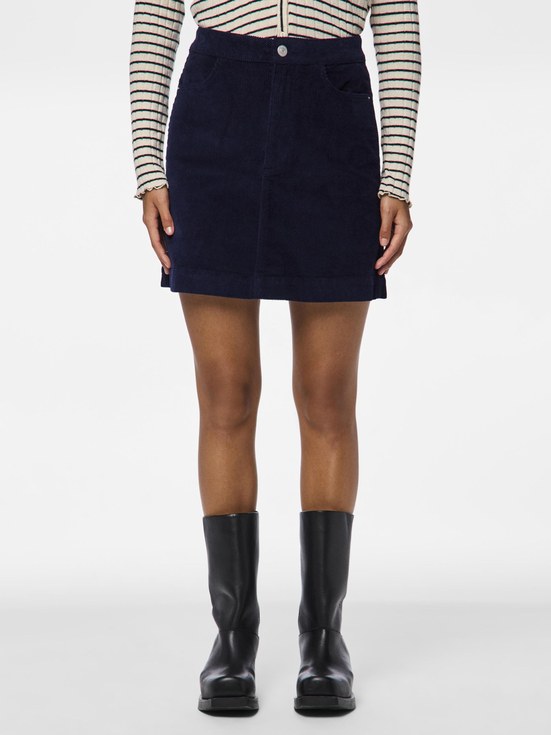 PCRILLO CORDUROY MINI SKIRT Blue PIECES Belgium