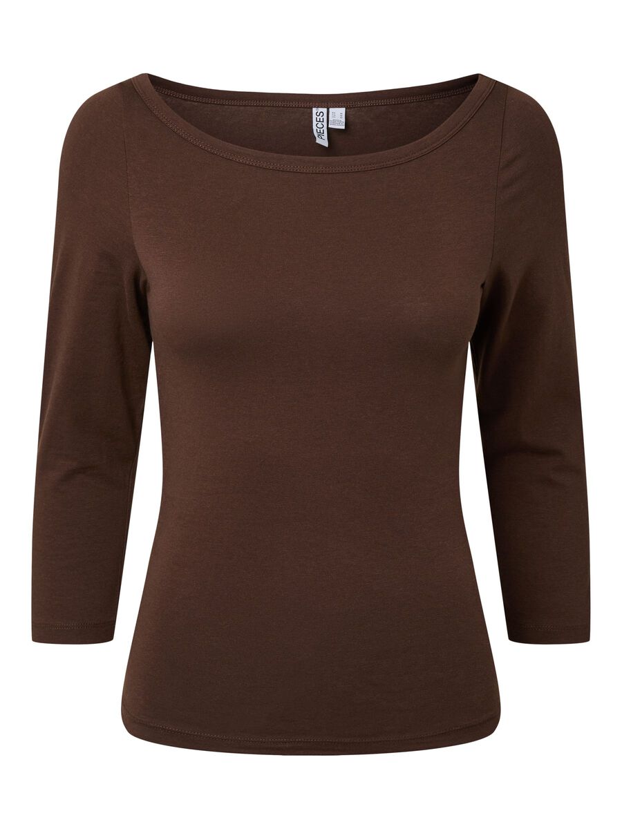 Carousel image - PCPHOEBE BOATNECK 3/4 SLEEVED TOP, Hot Fudge | 5