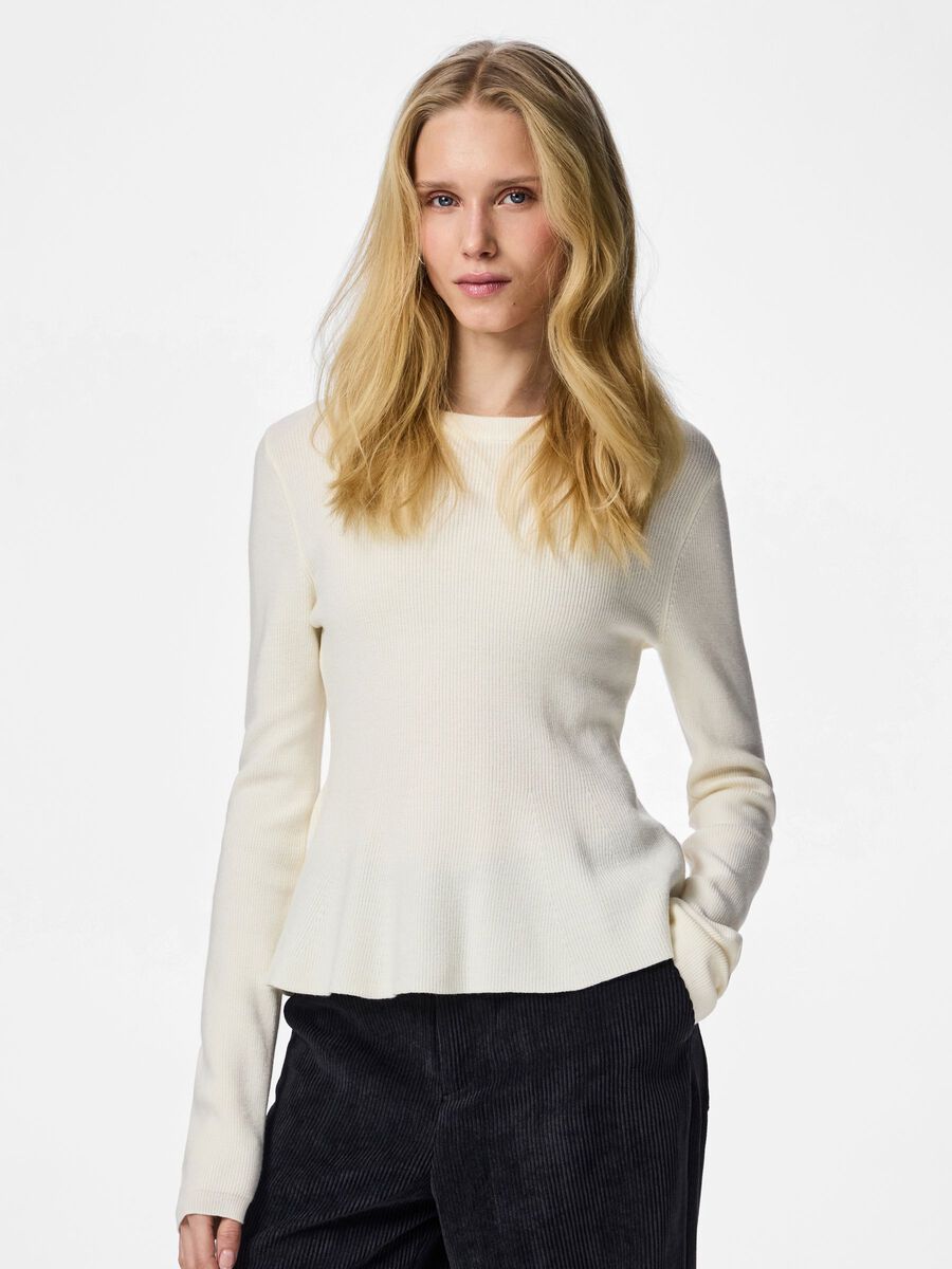 Product carousel image - PCJAN STRIKKET PULLOVER, Cloud Dancer | 1