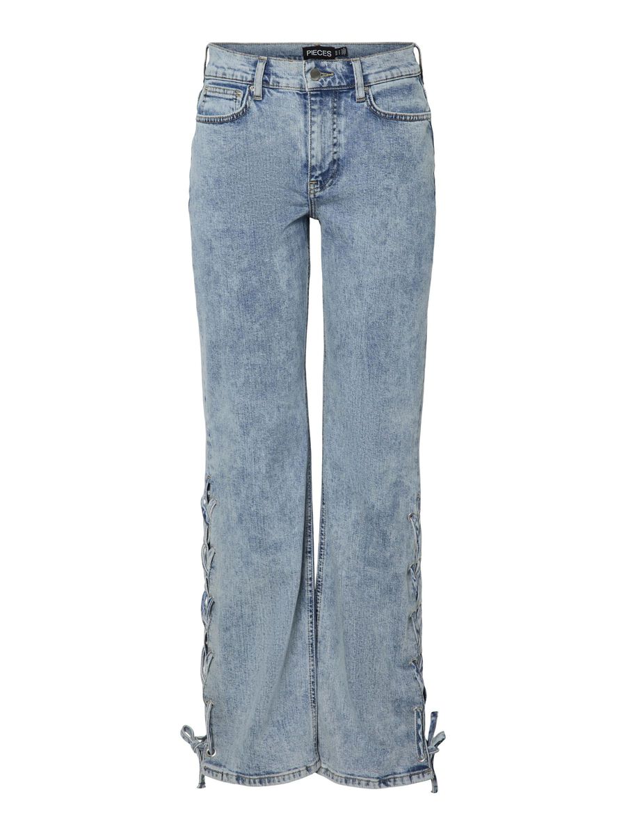 Pieces PCFENDA MW STRAIGHT FIT-JEANS, Light Blue Denim, highres - 17157752_LightBlueDenim_001.jpg