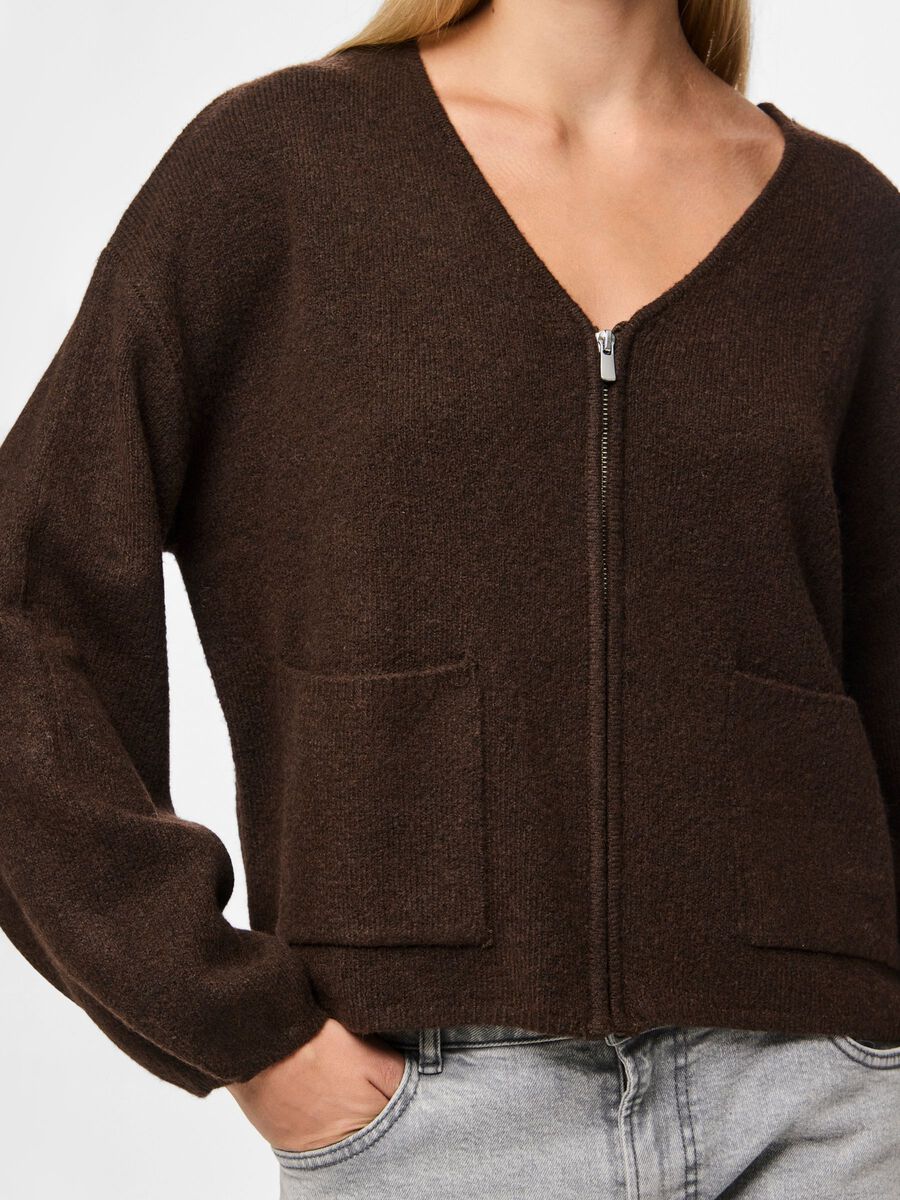 Carousel image - PCJUNNA KNITTED CARDIGAN, Hot Fudge | 4