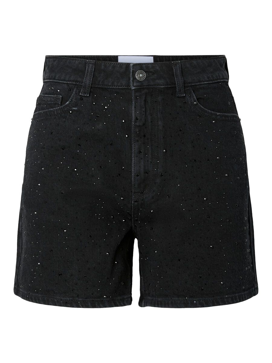 Carousel image - PCGABI HW RHINESTONE OLASHORTS, Black Denim | 6