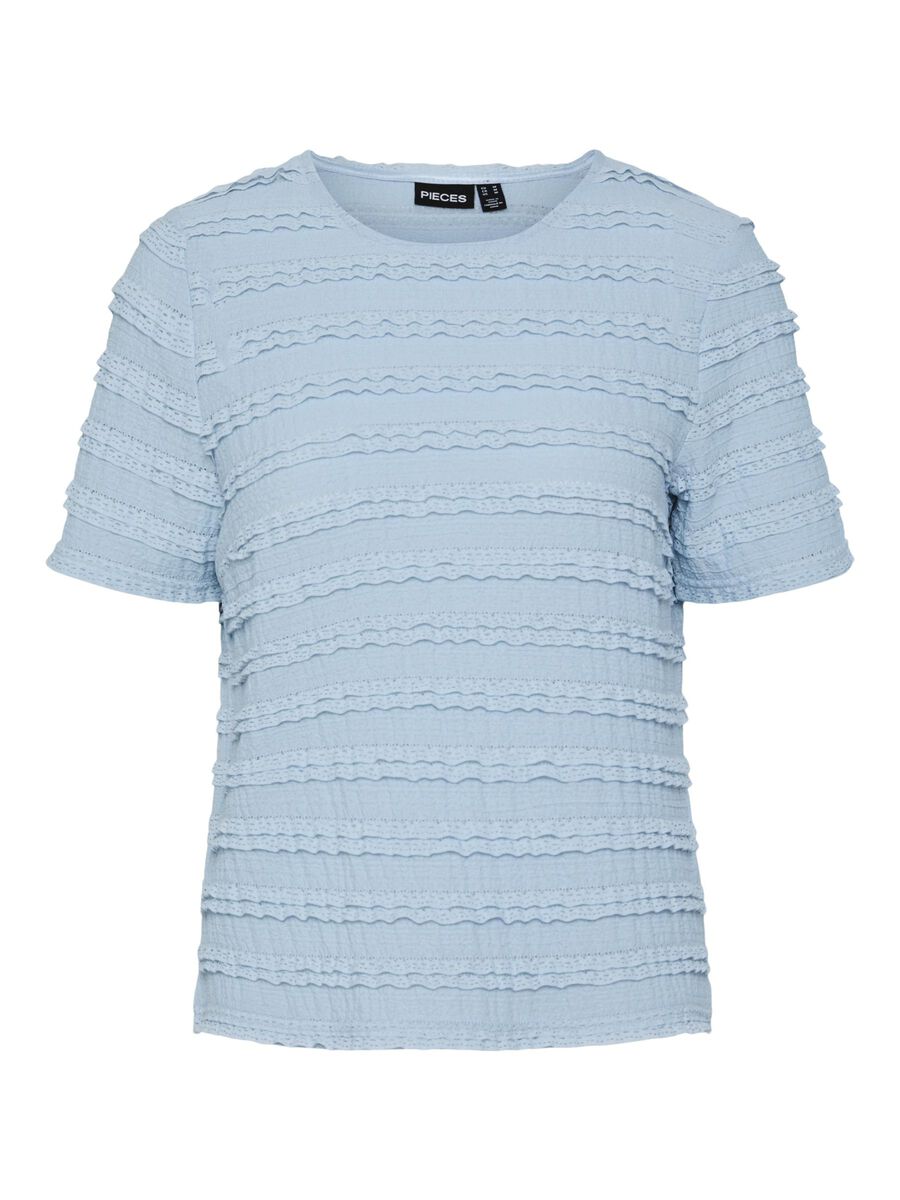 Pieces PCANINE SHORT SLEEVED TOP, Cashmere Blue, highres - 17155264_CashmereBlue_001.jpg