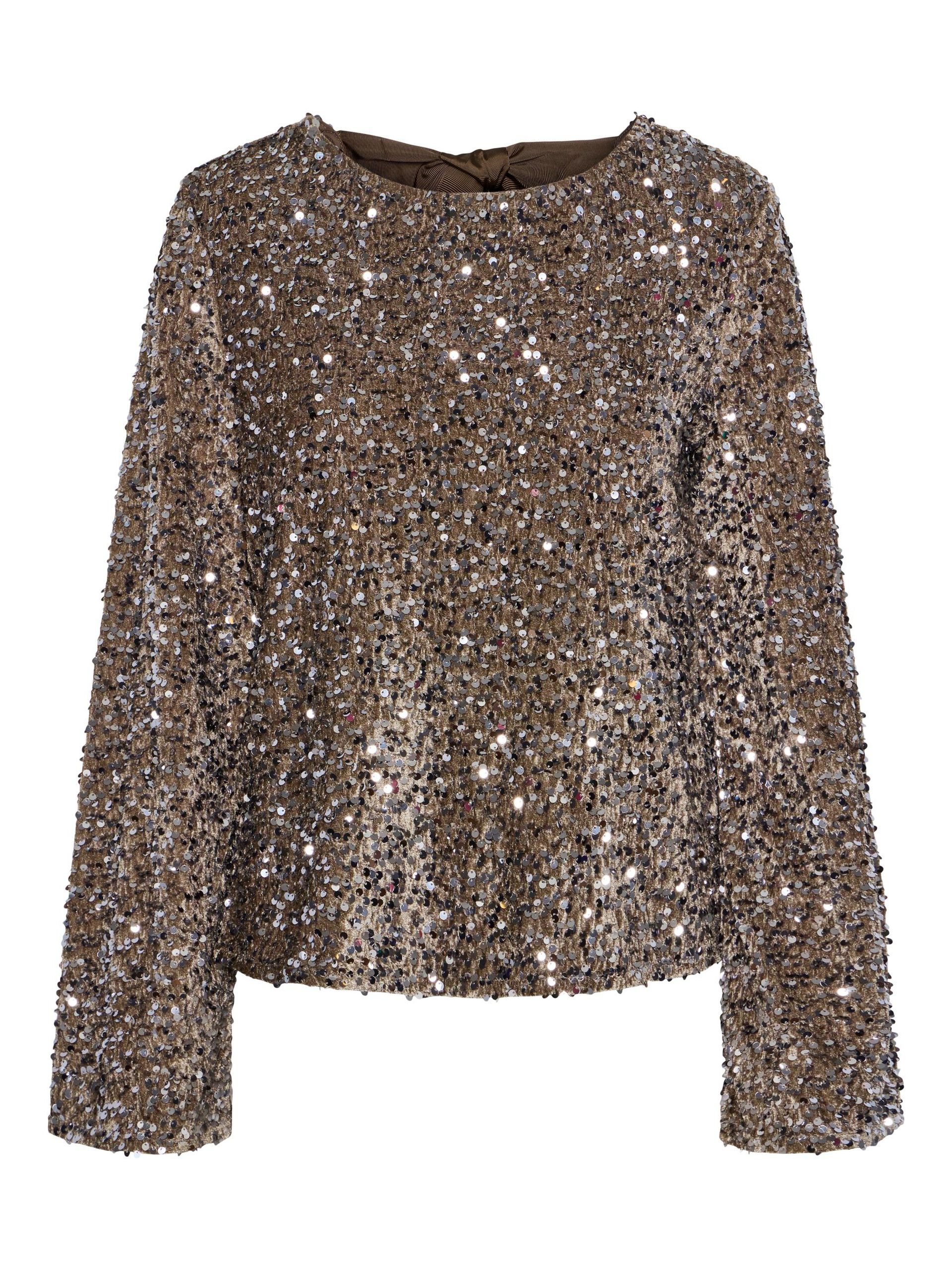 Carousel image - PCKAM SEQUINS BOW LONG SLEEVED BLOUSE, Morel | 6