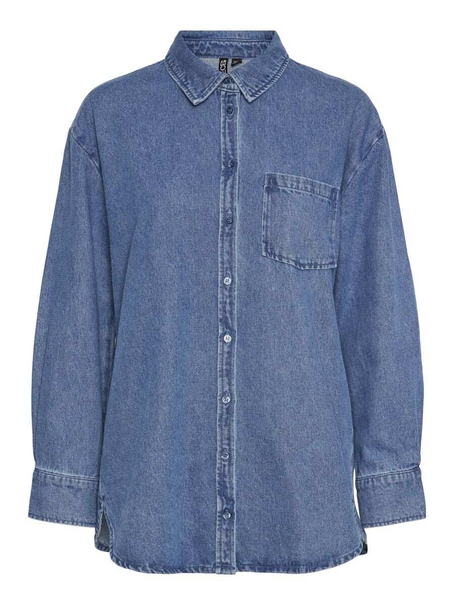 Pieces PCMAISIE DENIM SHIRT, Medium Blue Denim, highres - 17150991_MediumBlueDenim_001.jpg