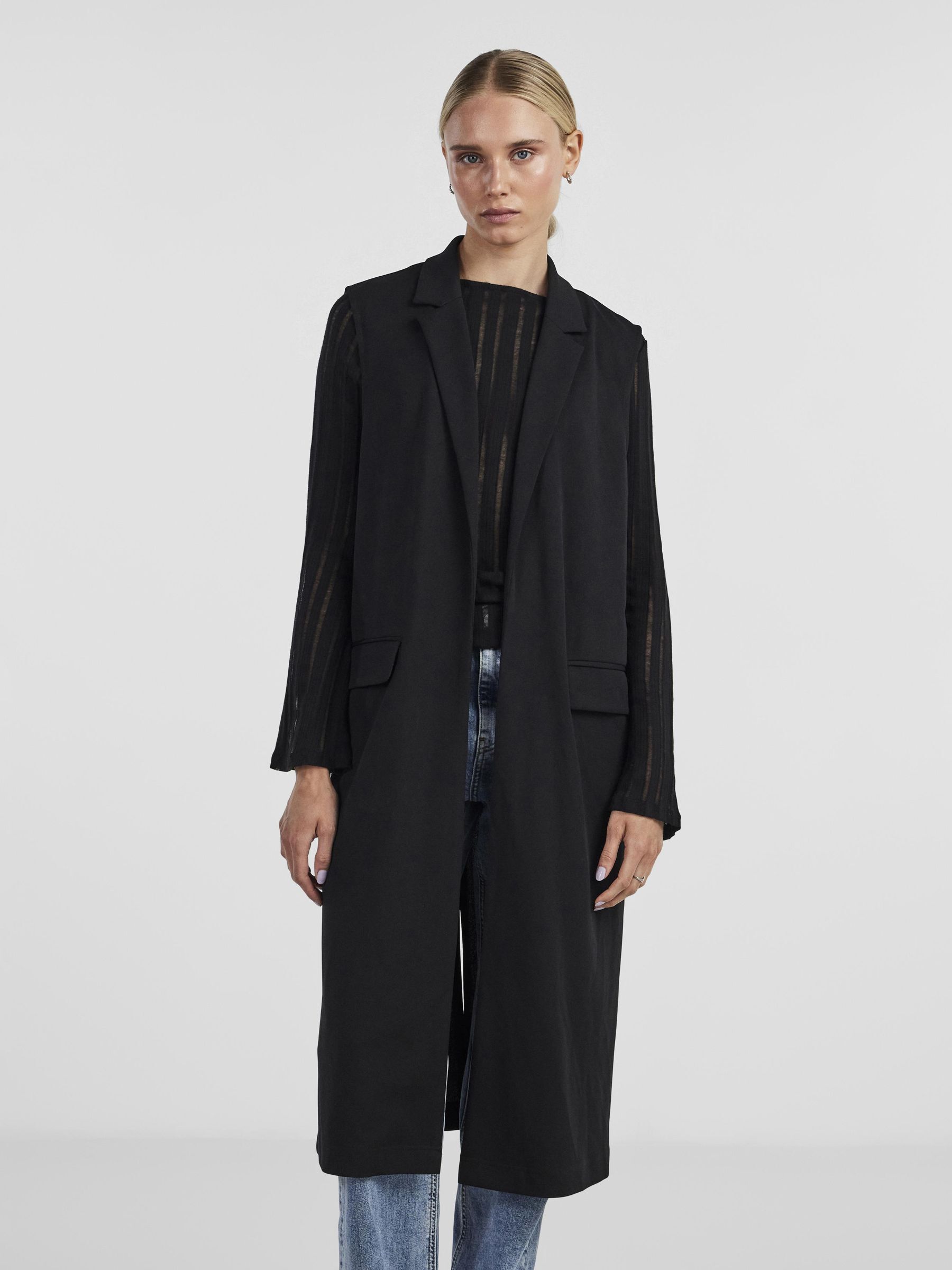 Black sleeveless duster outlet coat