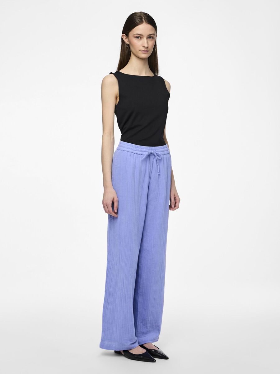 Pieces PCMASTINA COTTON WIDE-LEG TROUSERS, Hydrangea, highres - 17148778_Hydrangea_005.jpg