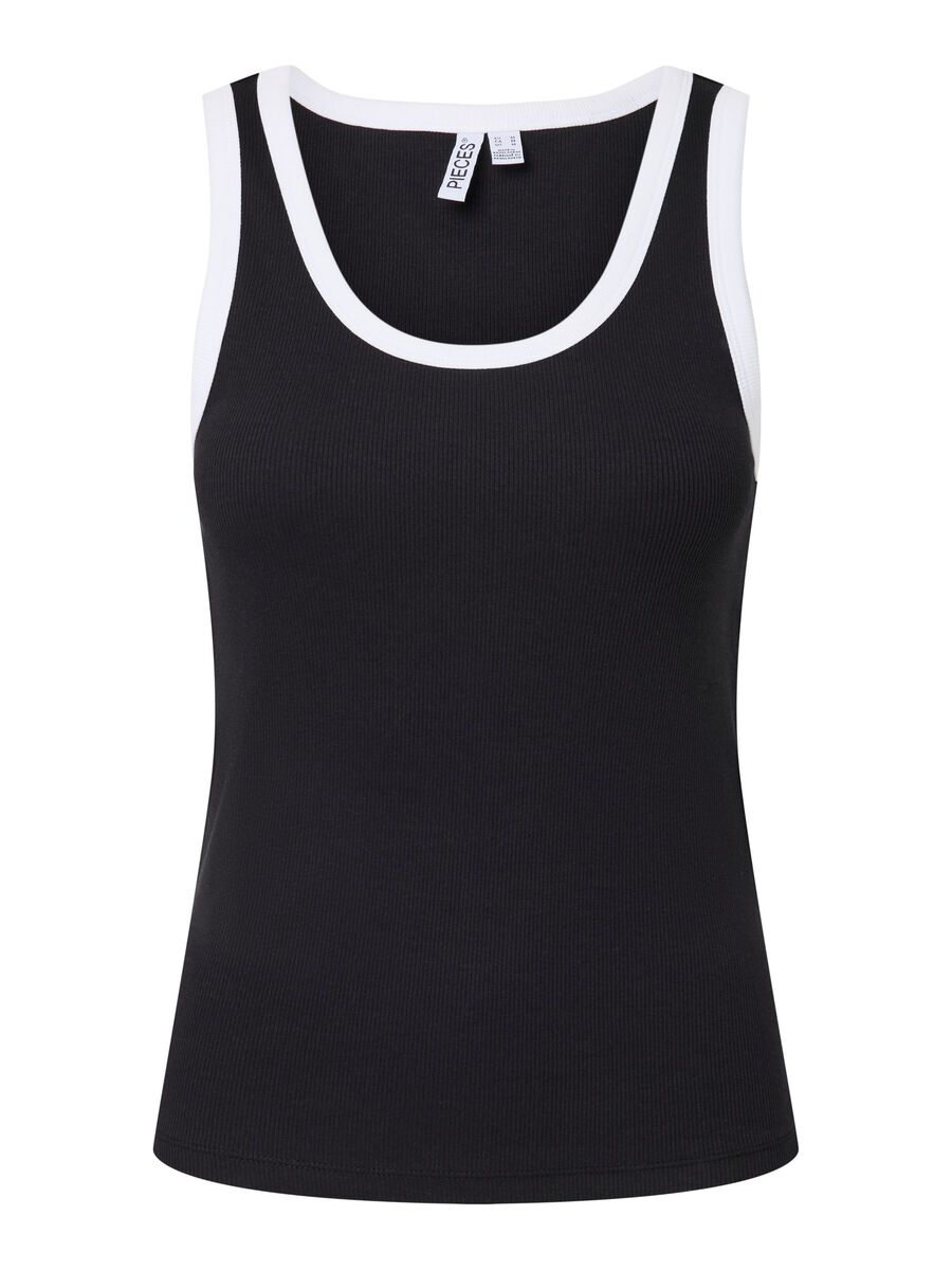 Product carousel image - PCMAY RIBBED TANK TOP, Black | 2
