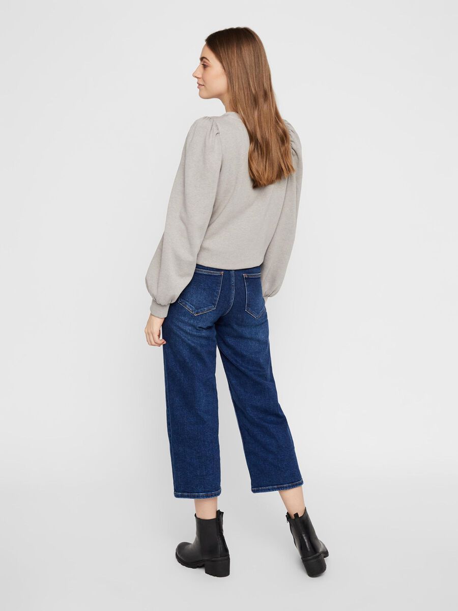 Pieces MANCHES BOUFFANTES, COTON SWEAT-SHIRT, Light Grey Melange, highres - 17106314_LightGreyMelange_004.jpg