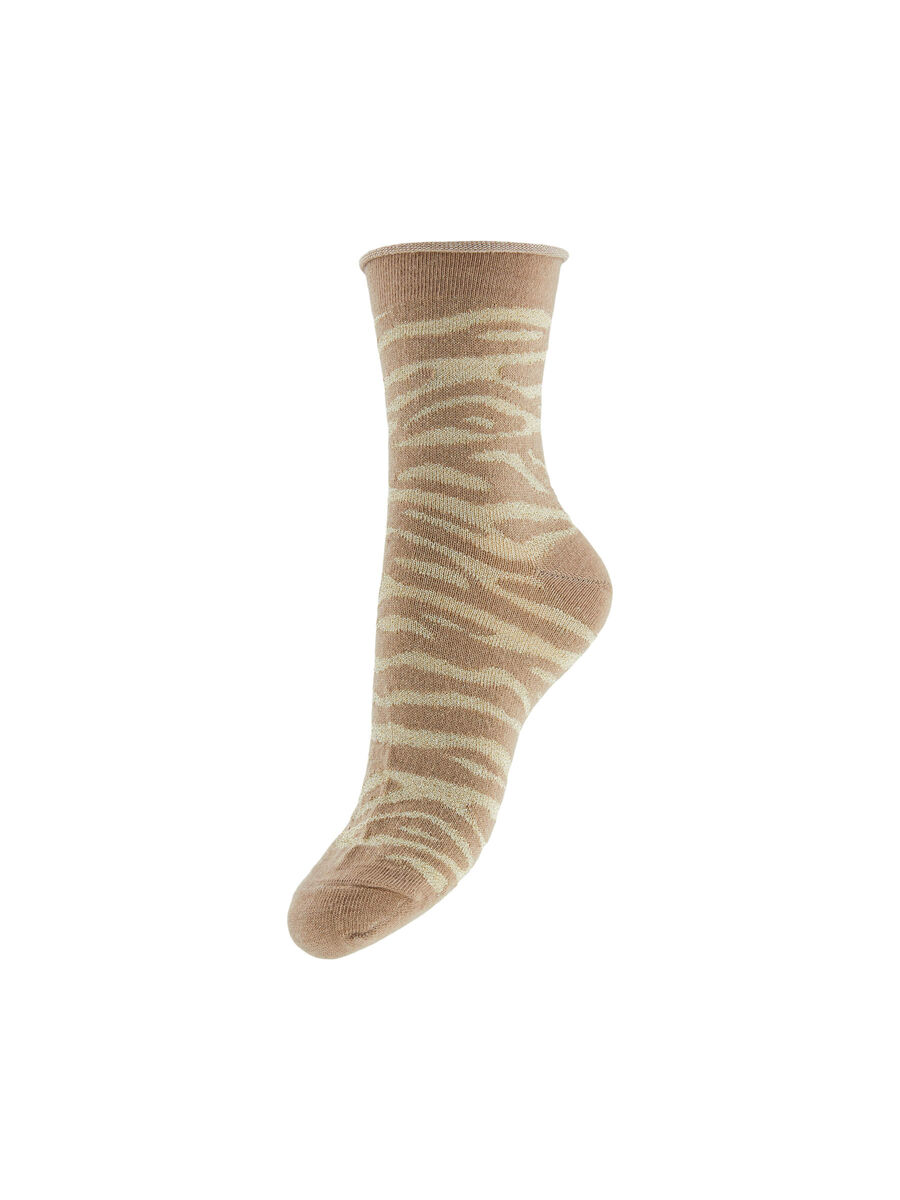 Pieces ZEBRA PRINT SOCKS, Warm Taupe, highres - 17113800_WarmTaupe_850790_001.jpg