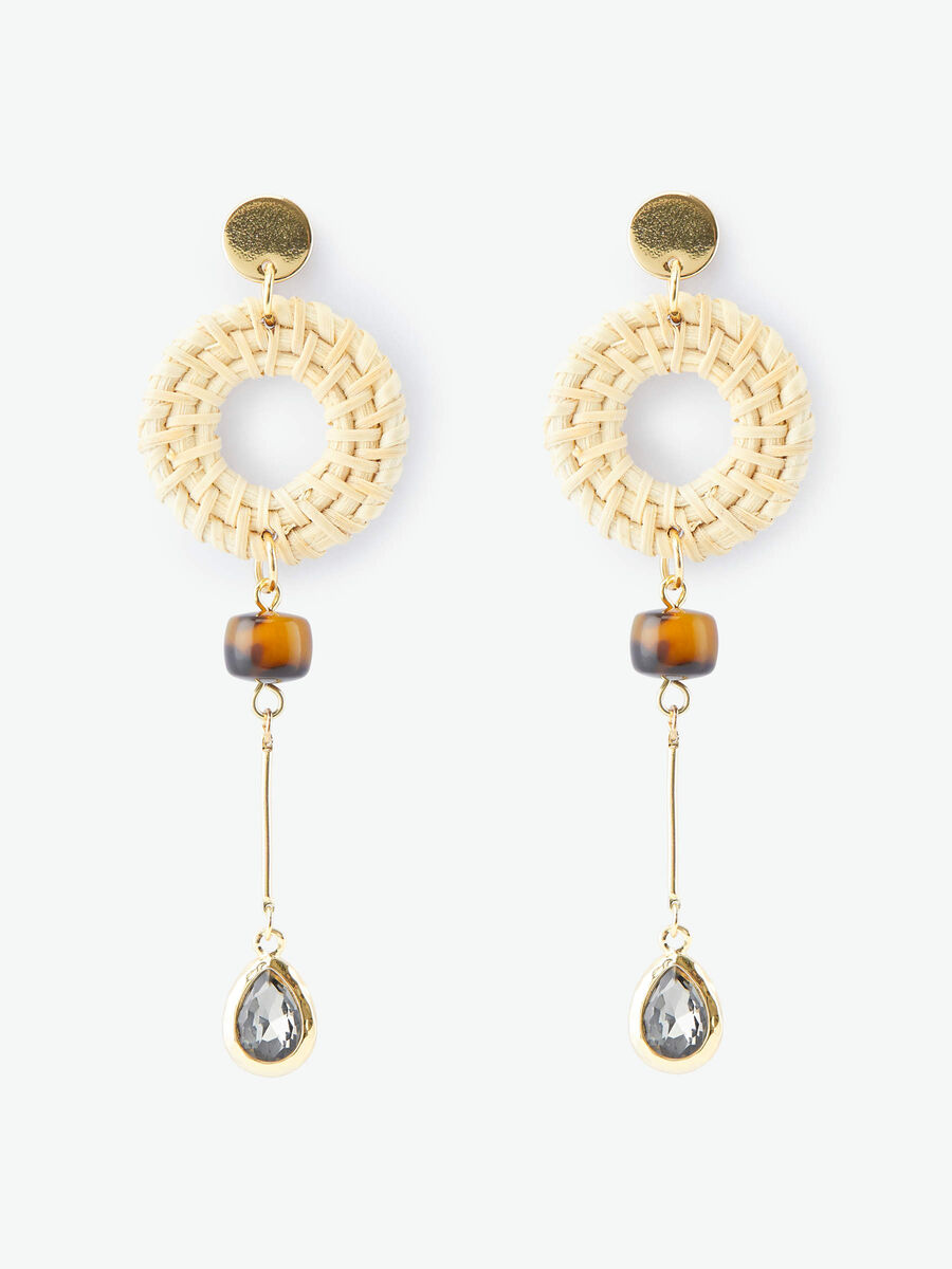 Pieces STRAW-DETAIL DROP EARRINGS, Gold Colour, highres - 17100588_GoldColour_001.jpg