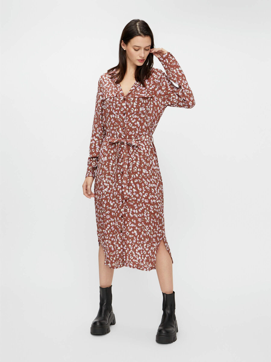 Pieces PRINTED MIDI DRESS, Root Beer, highres - 17108752_RootBeer_810793_003.jpg