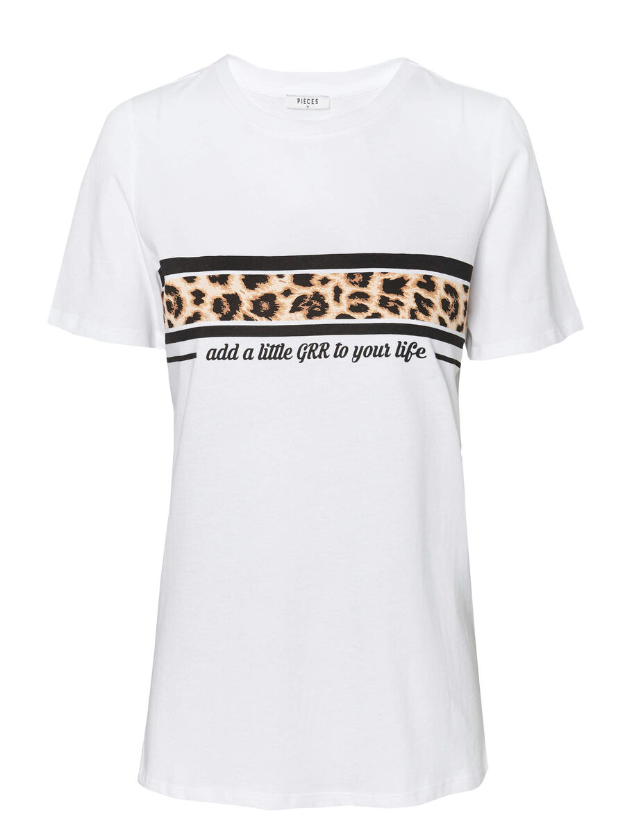 Pieces PRINTED T-SHIRT, Bright White, highres - 17097192_BrightWhite_695963_001.jpg