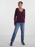Pieces V-NECK KNITTED PULLOVER, Grape Wine, highres - 17114251_GrapeWine_005.jpg