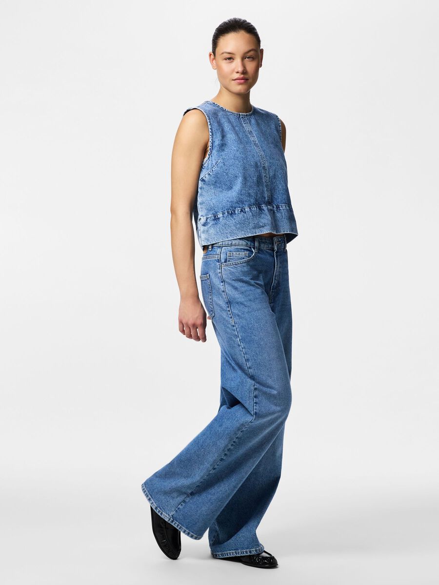 Product carousel image - PCSKY DENIM TOP, Medium Blue Denim | 1