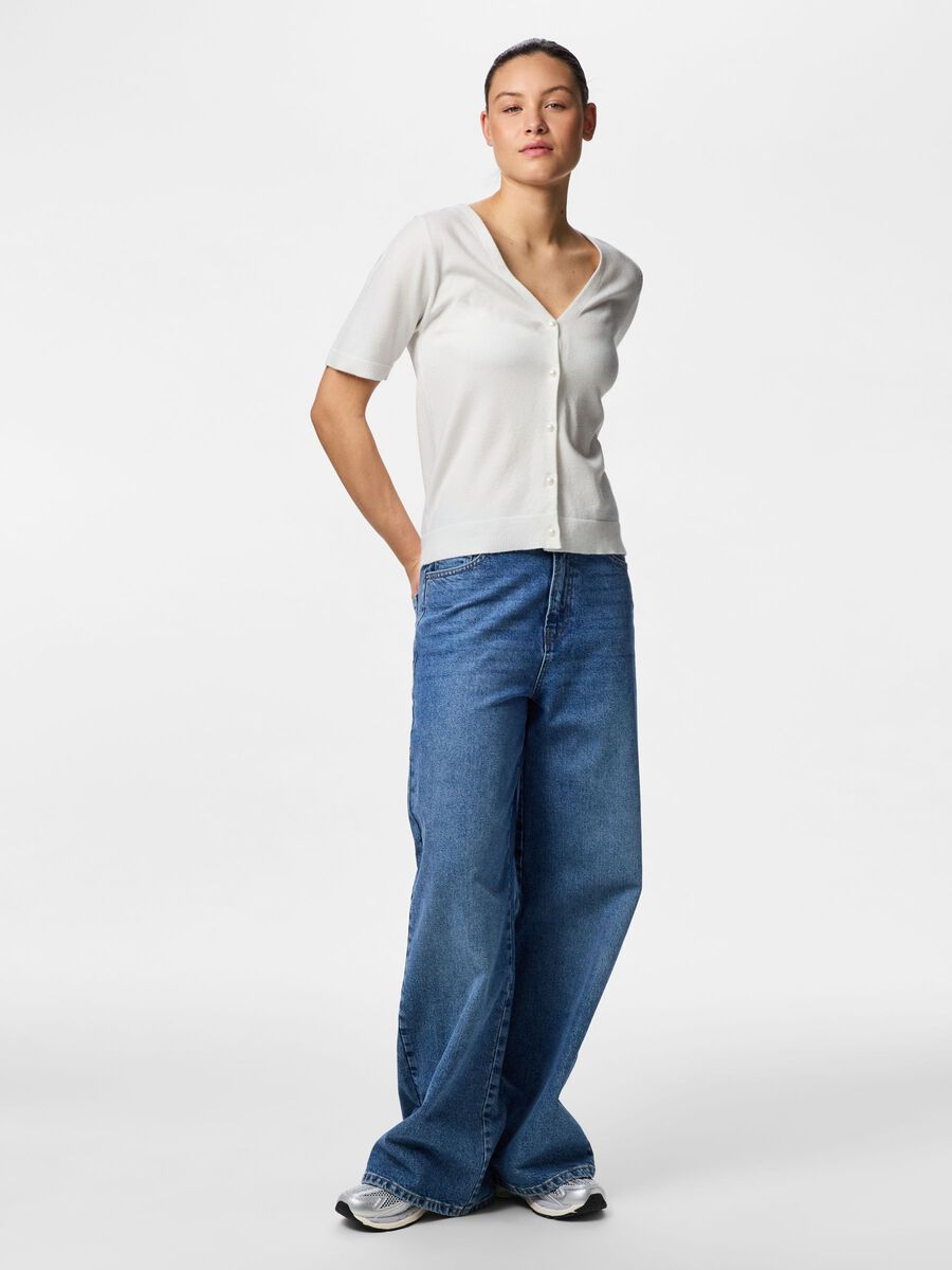 Carousel image - PCNORA V-NECK  KNITTED CARDIGAN, Cloud Dancer | 3