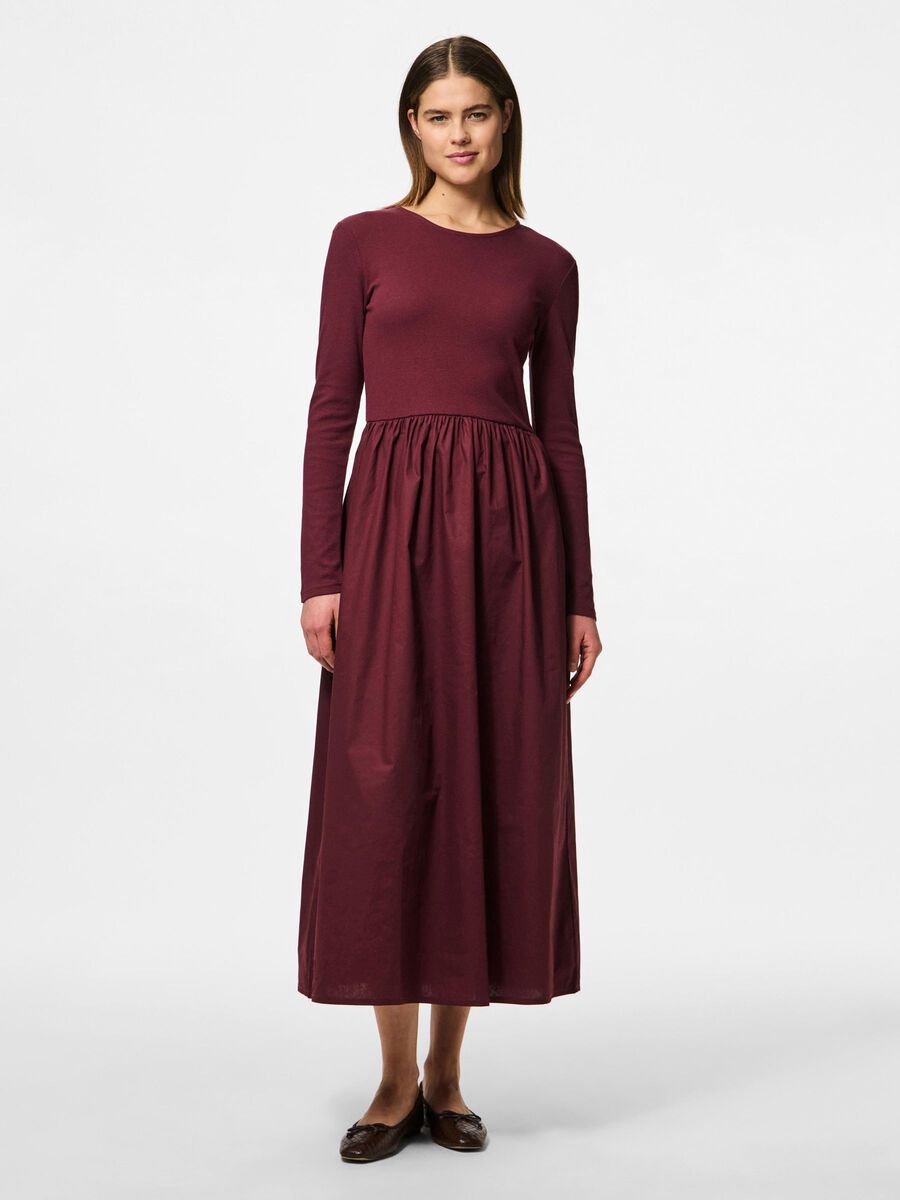 Pieces PCDULLA LONG SLEEVED DRESS, Tawny Port, highres - 17160484_TawnyPort_003.jpg