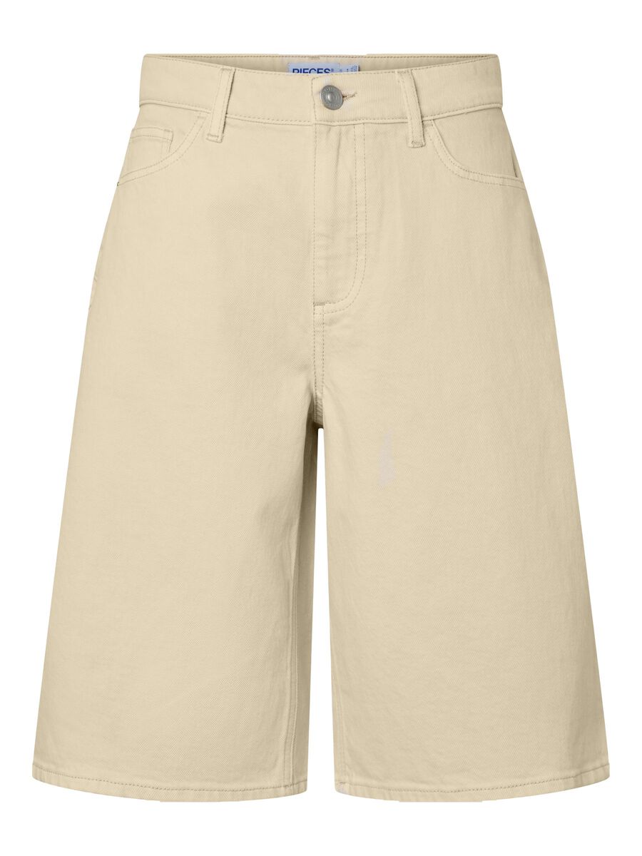 Product carousel image - PCGRACE MW LONG DENIM SHORTS, Ecru | 2