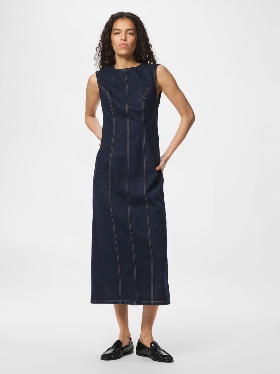Product carousel image - PCFRANNA DENIM MIDI DRESS, Dark Blue Denim | 1