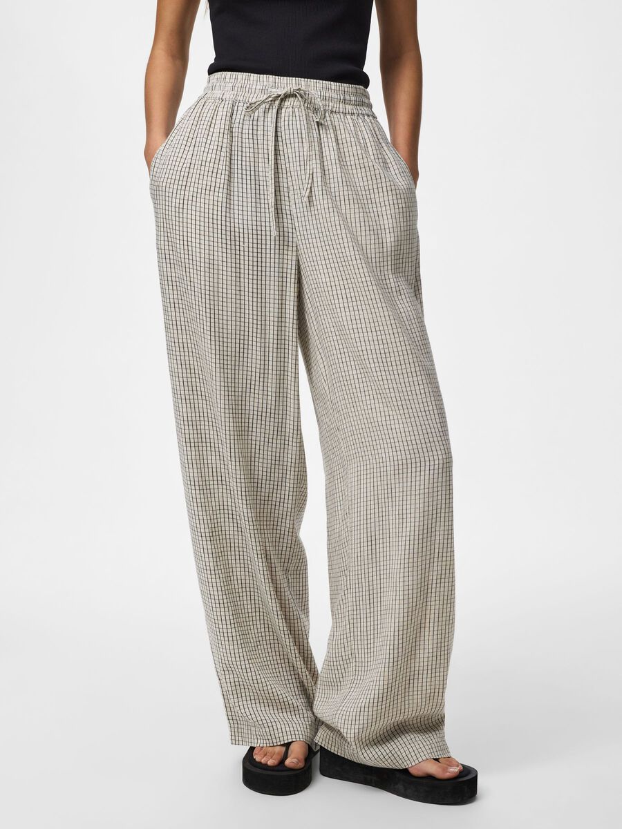 Product carousel image - PCPIA LINEN BLEND WIDE-LEG TROUSERS, Birch | 1