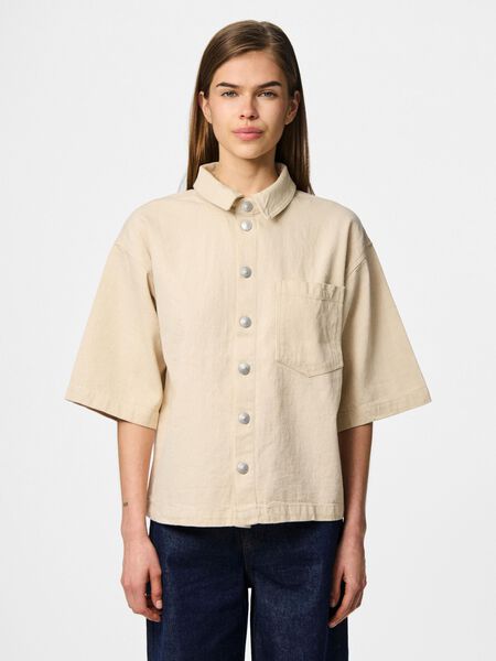 Pieces PCMILLA CHEMISE EN JEAN, Beige Denim, highres - 17161908_BeigeDenim_003.jpg