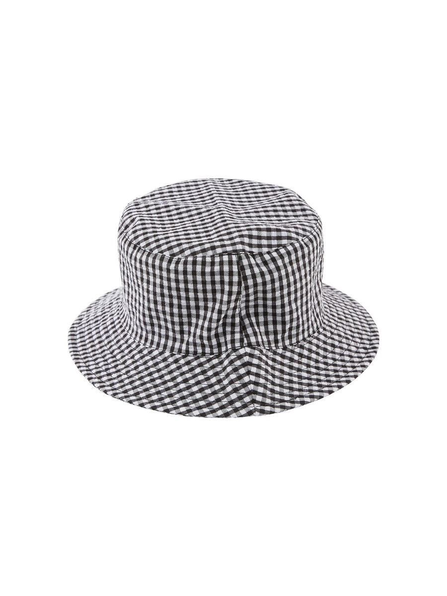 Pieces PCANYA CHECKED BUCKET HAT, Black, highres - 17118832_Black_001.jpg