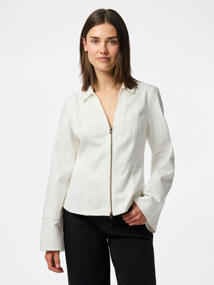 Pieces PCFLORA DENIM SHIRT, White Denim, highres - 17159455_WhiteDenim_003.jpg