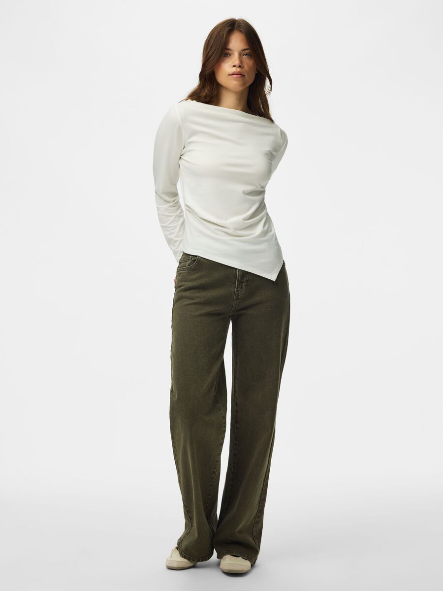 Product carousel image 1 PCSIRENE ASYMMETRICAL LONG SLEEVED TOP, Cloud Dancer