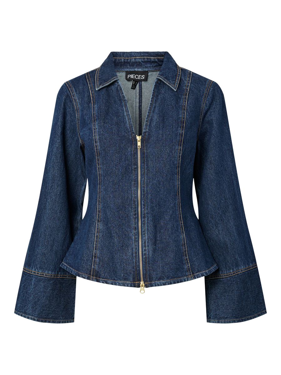 Product carousel image - PCFLORA FITTED DENIM SHIRT, Medium Blue Denim | 1