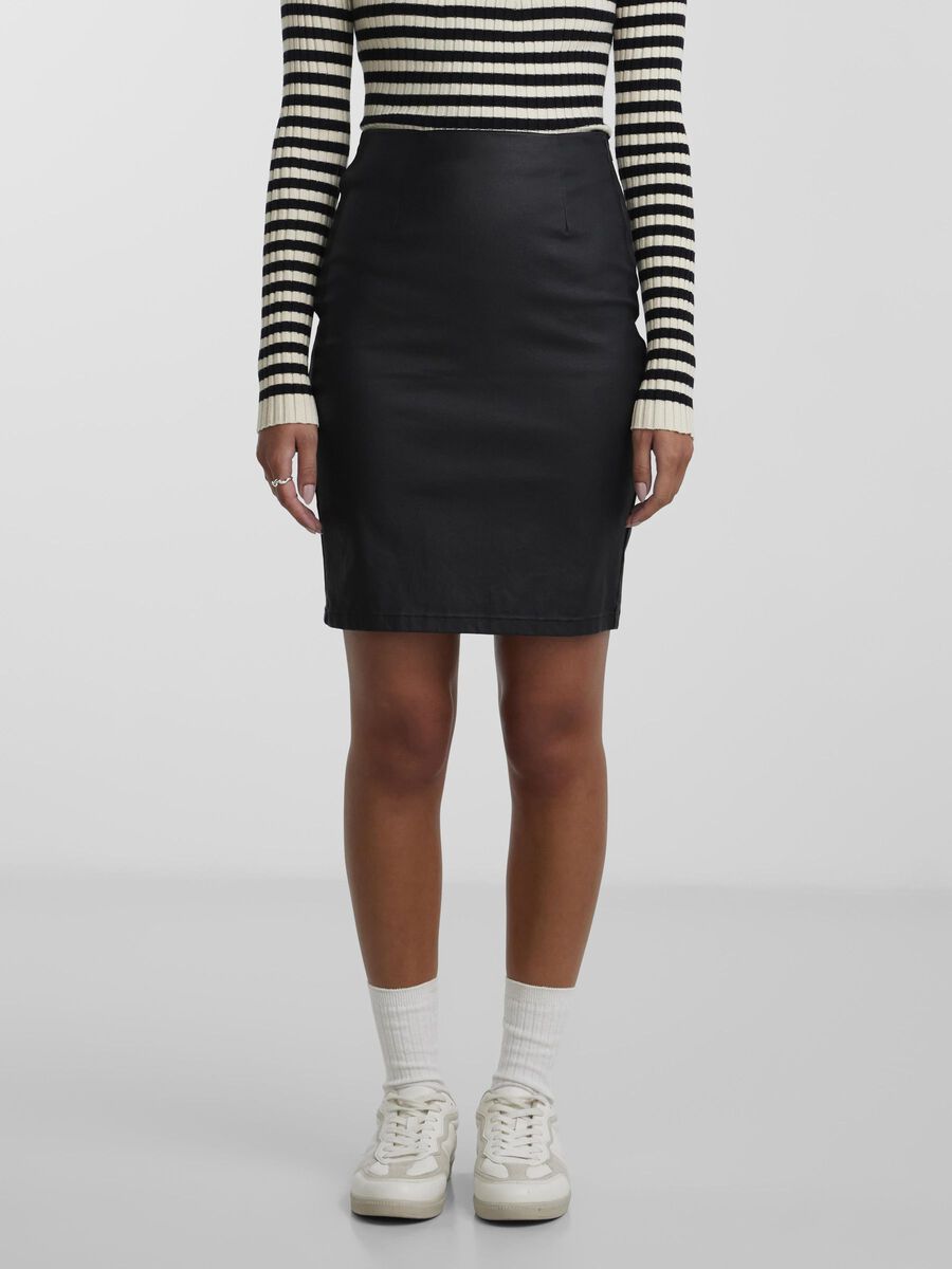 Pieces COATED MINI SKIRT, Black, highres - 17092820_Black_003.jpg
