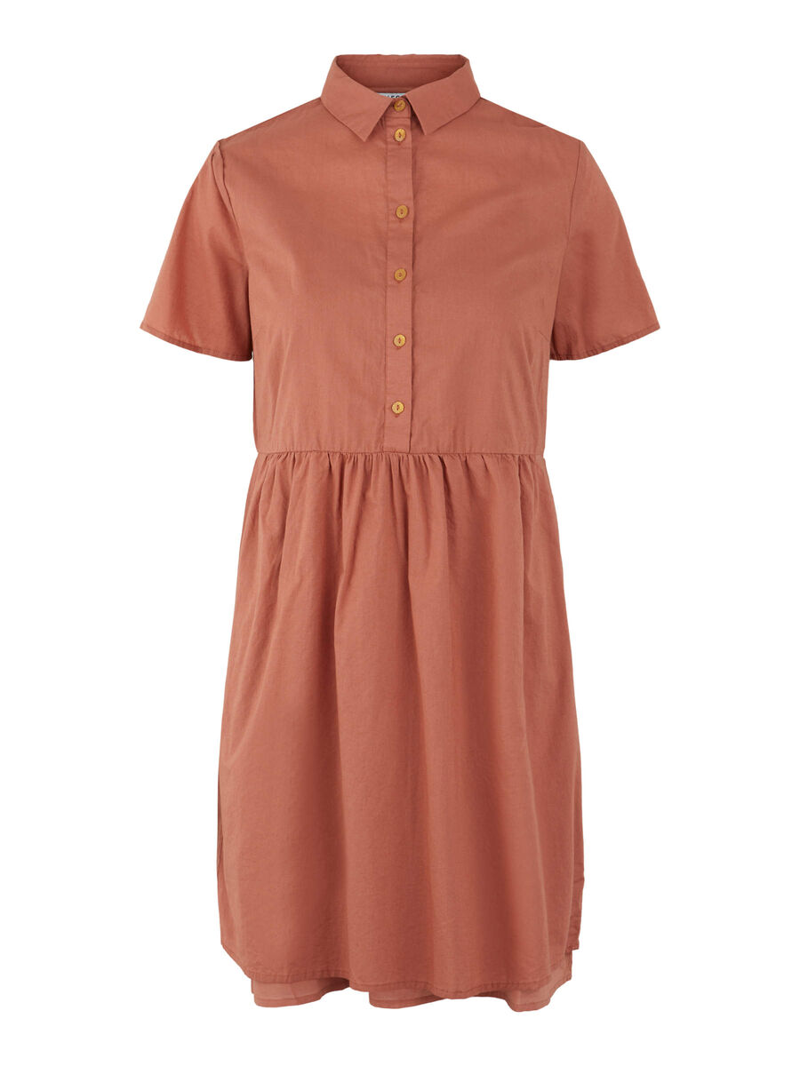 Pieces SHORT SLEEVED SHIRT DRESS, Copper Brown, highres - 17102920_CopperBrown_001.jpg