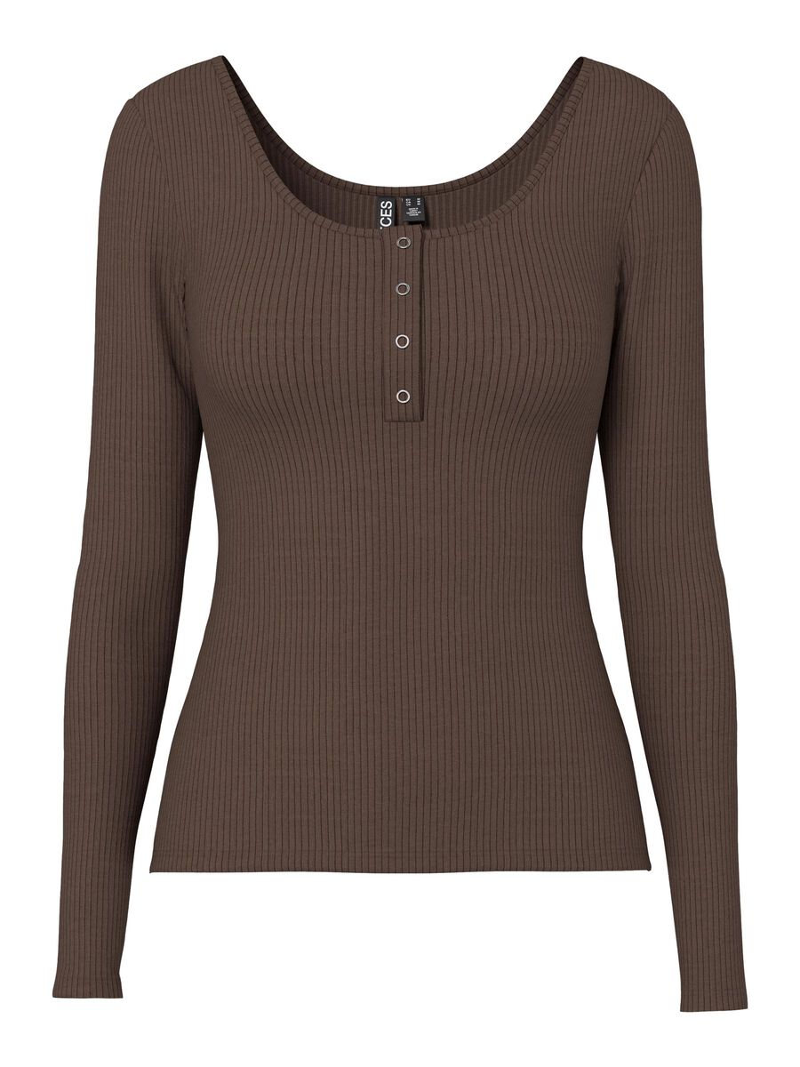Pieces PCKITTE LONG-SLEEVED T-SHIRT, Hot Fudge, highres - 17101437_HotFudge_001.jpg