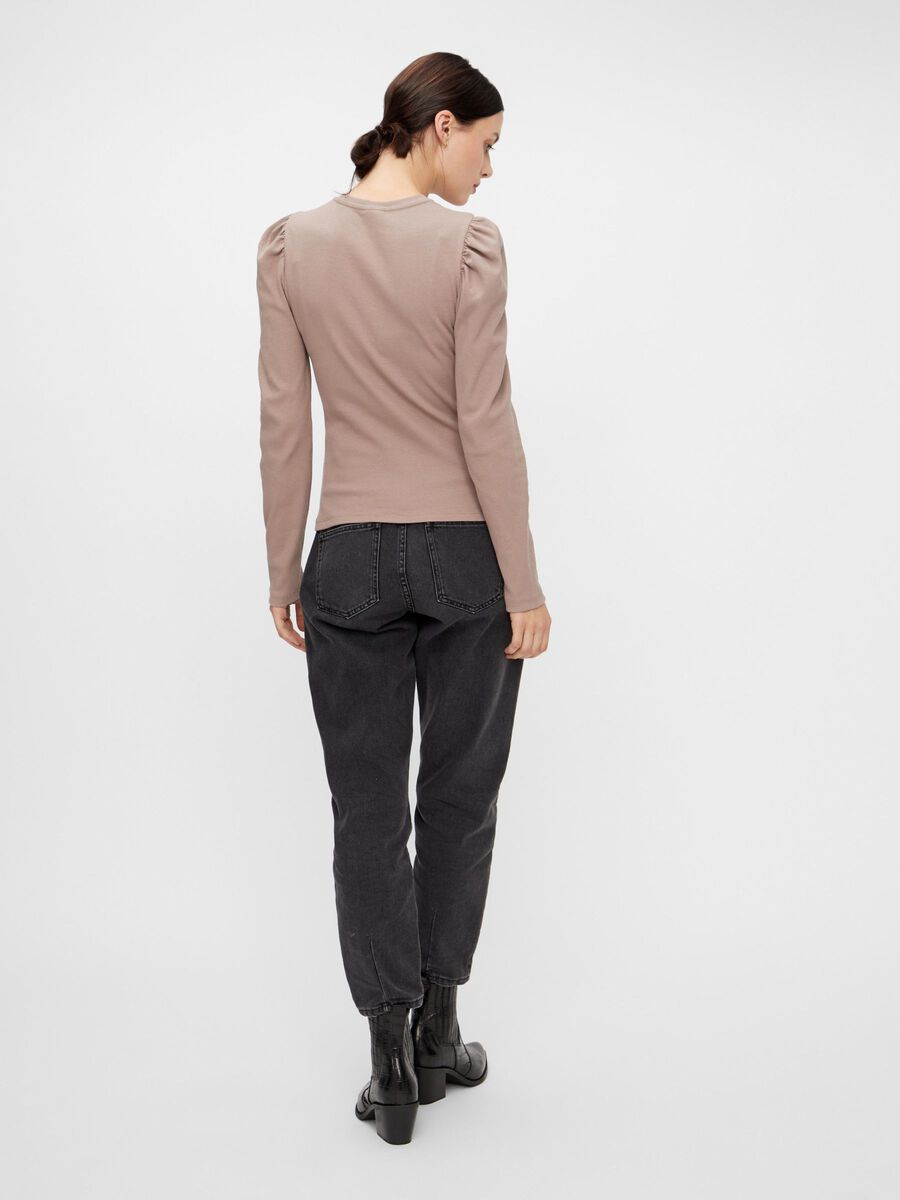 Pieces ÉPAULES BOUFFANTES TOP À MANCHES LONGUES, Taupe Gray, highres - 17109054_TaupeGray_004.jpg