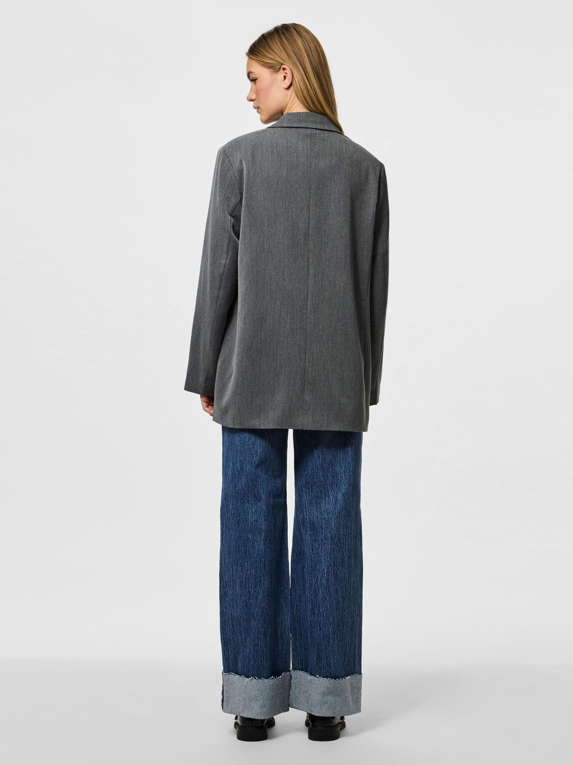 Carousel image - PCKAMIL OVERSIZED BLAZER, Dark Grey Melange | 4