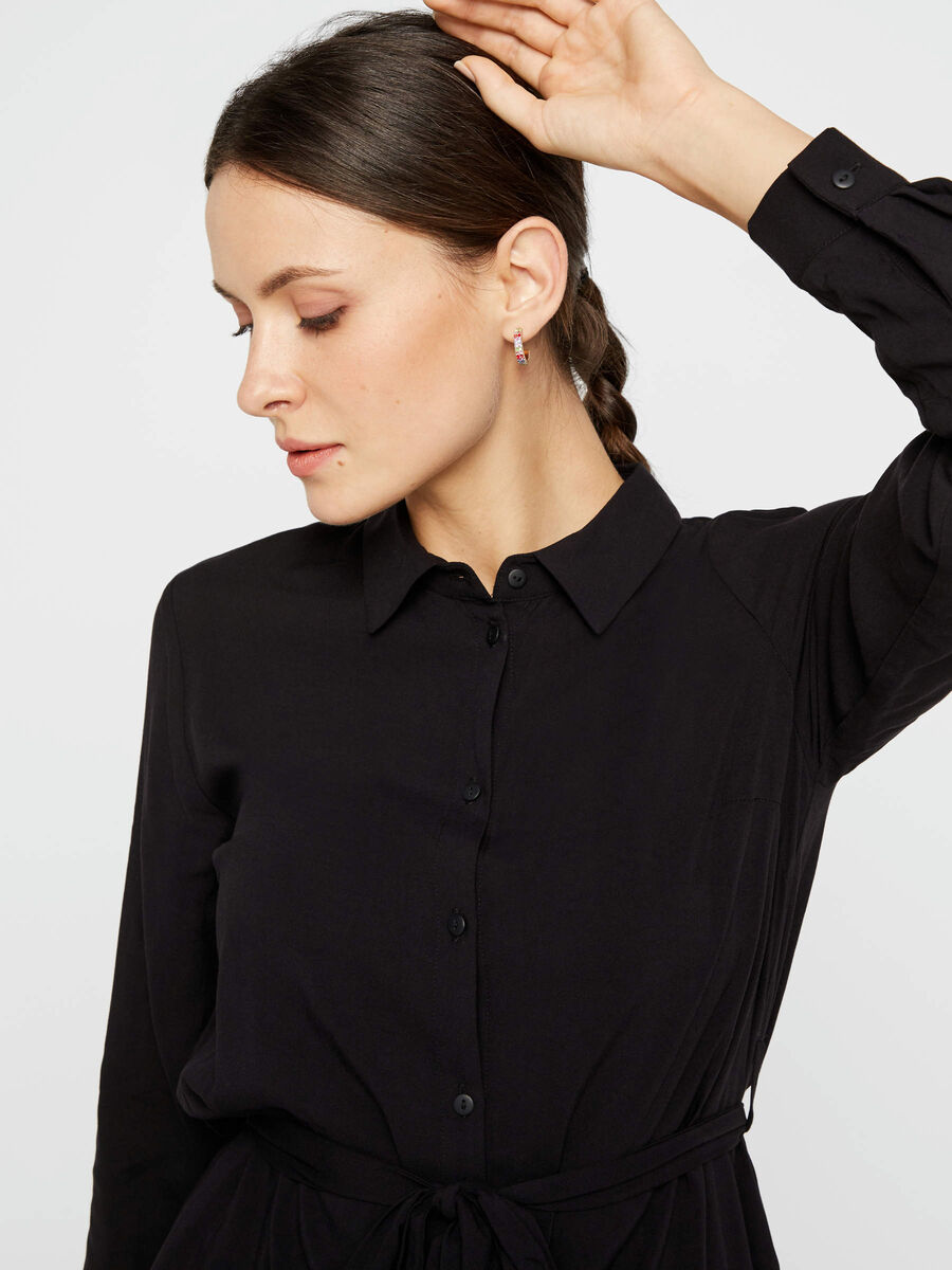 Carousel image - LONGLINE VISCOSE SHIRT, Black | 4