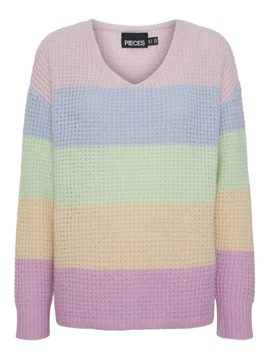 Pieces PCRAINBOW KNITTED JUMPER, Orchid Bloom, highres - 17151409_OrchidBloom_1130594_001.jpg