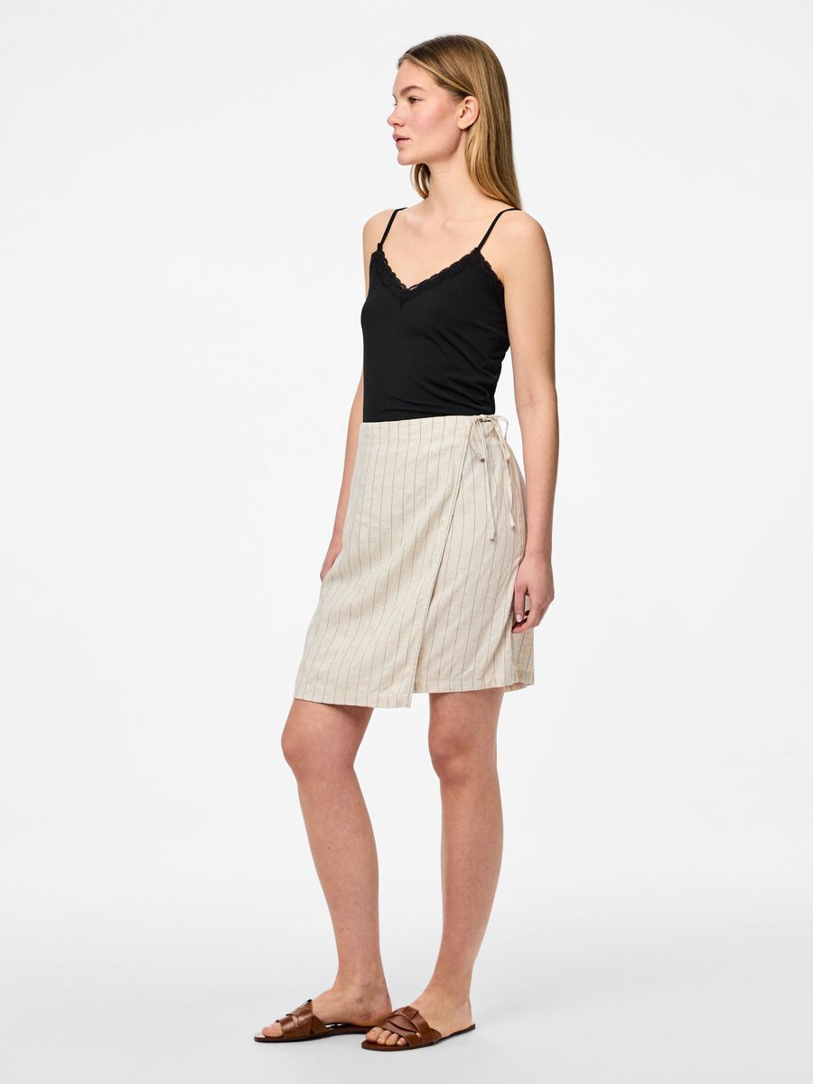 Carousel image - PCPIA MINI LINEN BLEND WRAP SKIRT, Birch | 3