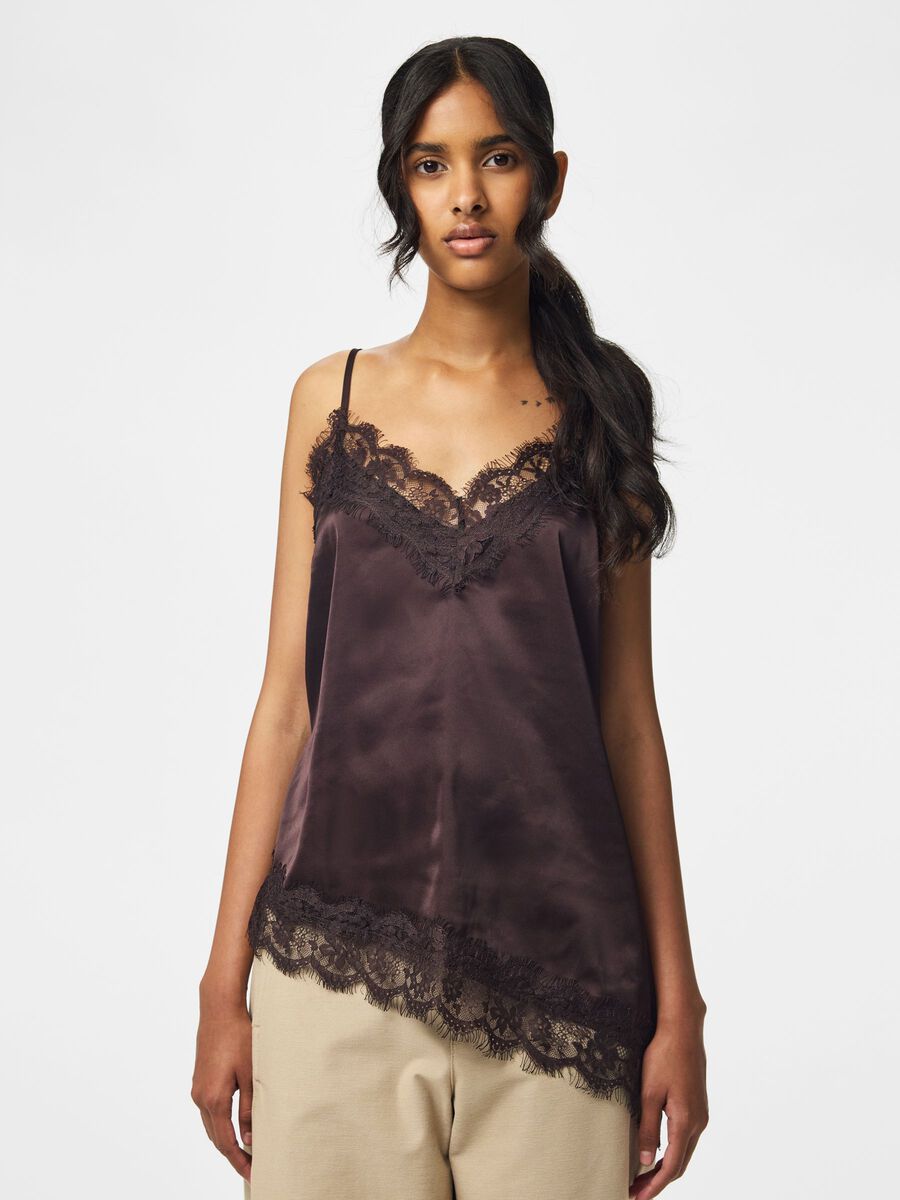 Product carousel image 1 PCNOMI SATIN SPITZEN TR&Auml;GERTOP, Chocolate Plum