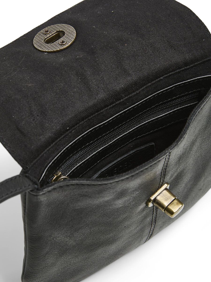 Carousel image - LEATHER CROSSBODY BAG, Black | 4
