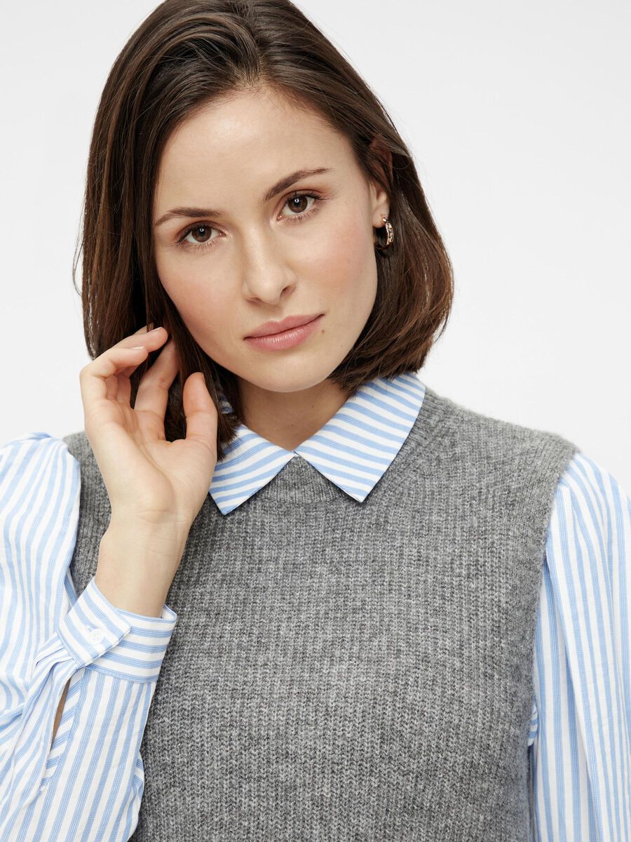 Carousel image - STRIKKET VEST, Medium Grey Melange | 4