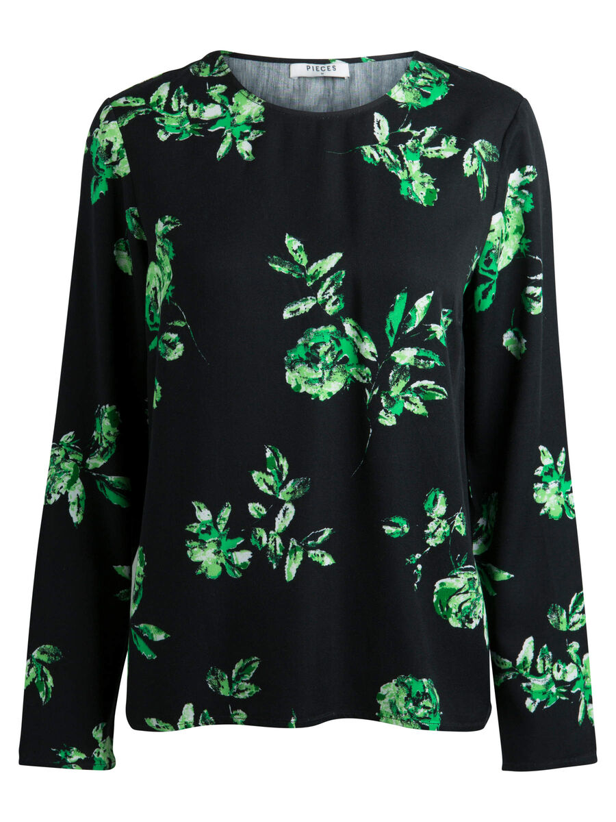 Pieces BLOEMENPRINT LANGE MOUWEN BLOUSE, Black, highres - 17091044_Black_638563_001.jpg