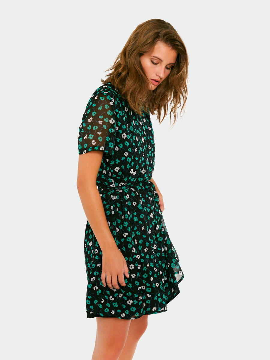 Pieces FLORAL PRINTED DRESS, Black, highres - 17091744_Black_646950_003.jpg